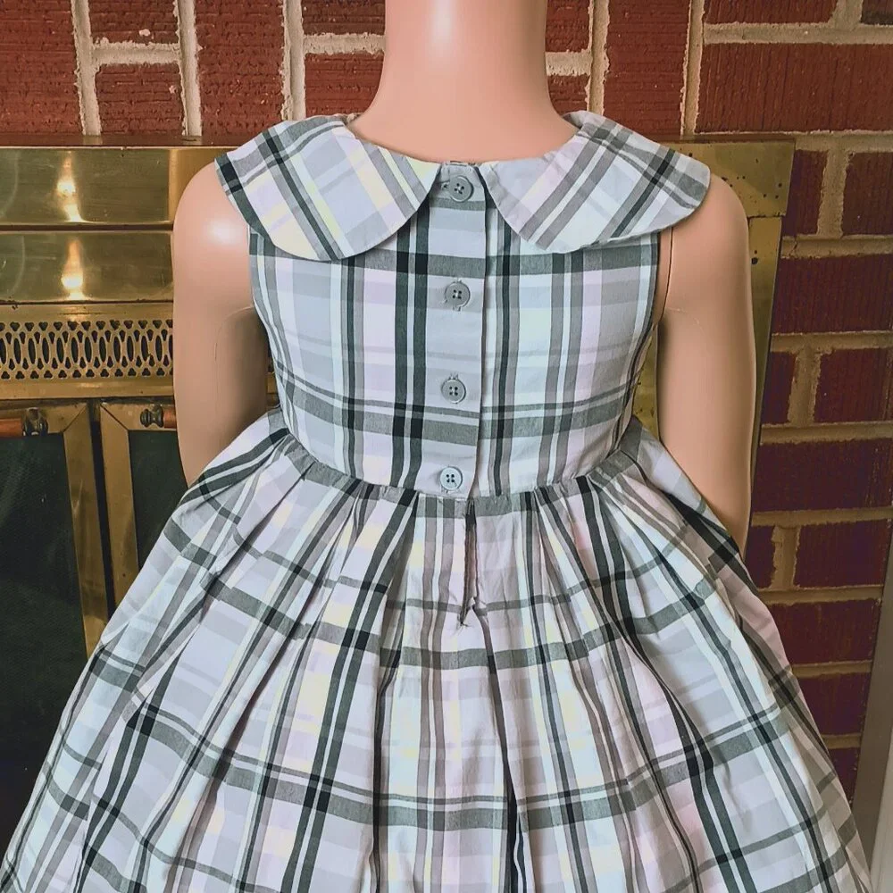 Gymboree Gray & Pink Plaid Dress 2T Fit & Flare Gray Tulle Crinoline Pleated Top